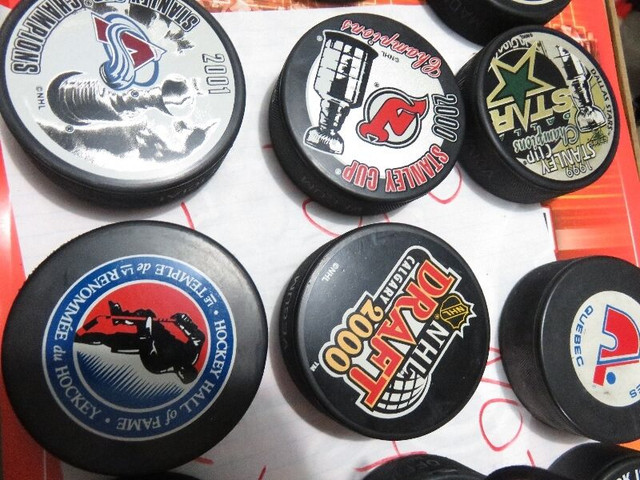 STANLEY CUP PUCKS-NJ, DET, AVS, PITT, DAL, NYR...QUE in Arts & Collectibles in Calgary - Image 2