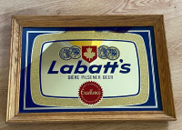 Vintage Labatt's Bar Sign-Pilsener Beer Mirror Wood Framed