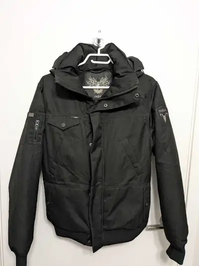 Brand new black Nobis Stanford bomber jacket. Warm and stylish, perfect for city winters.