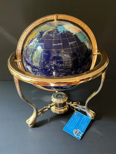 KALIFANO 14” Gemstone World Globe Polished Lapis Ocean, View more