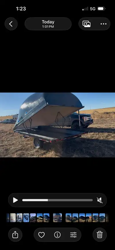 Dyson enclosed, 3500lb axel, electric brakes,tires good, spare, hold down clamps for sleds 8’W 12’lo...