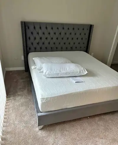 Velvet Deep Tufted Queen Bed , View more