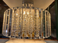 5-Light Chrome Modern Crystal Round Chandelier with Integrated