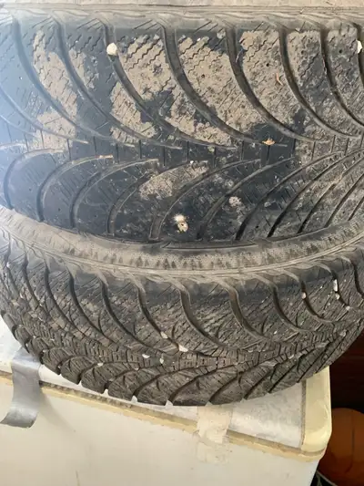 Set of 2 Dodge wheels Goodyear Ultra Ice 235/70R16 Over 50% thread left Overall good condition No pl...