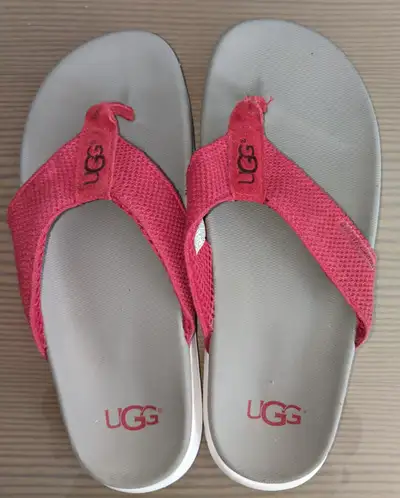 - Sandales UGG Tenoch Hyperweave Flip-Flop pour homme de couleur rouge, semelle grise et blanche, gr...