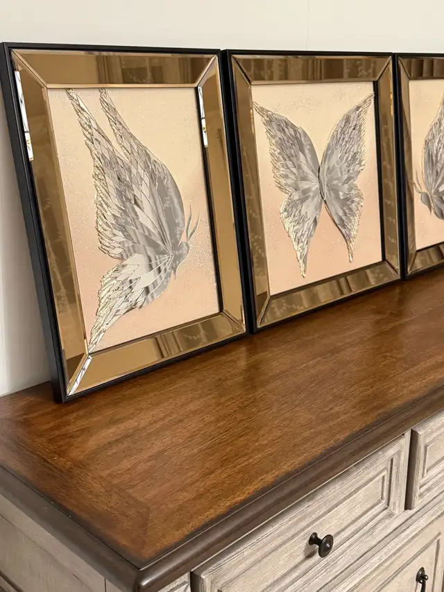 3-Piece Mirrored Butterfly Wall Art Set – Modern Home Decor