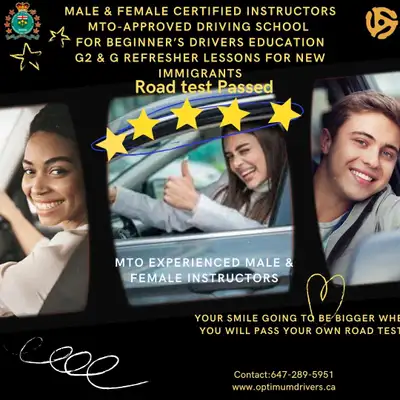 Optimum Drivers School - Your Road to Confidence MTO Approved Instructors – Experienced and friendly...