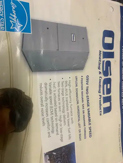 Olsen G95V high efficiency gas furnace Works well, house demolished