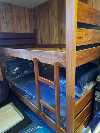 Good condition teak wooden bunk bed frame.