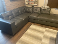 Gray faux leather sectional sofa coach excellent condition 