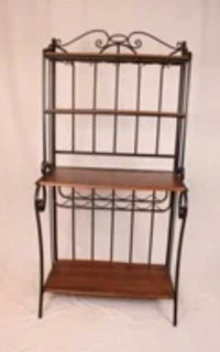 Tied wrought iron wine hutch 