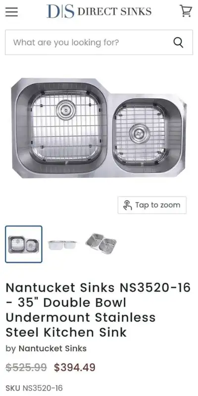 ÉVIER LAVABO DE CUISINE NANTUKET 35ʺ x 20ʺ KITCHEN SINK, View more