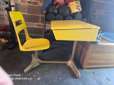 Vintage Yellow School Desk, View more