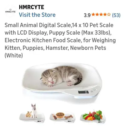 This digital pet scale is perfect for accurately monitoring the weight of small animals, puppies, ki...