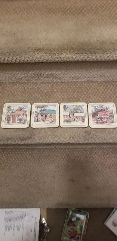 4 Acrylic Coasters made in England with Pictures of Barbados by Jill Walker never used. 6 X 4 inch t...