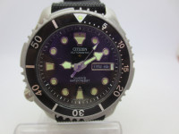 CITIZEN 200M DAYDATE STAINLESS STEEL AUTOMATIC MENS LEFTY DIVER