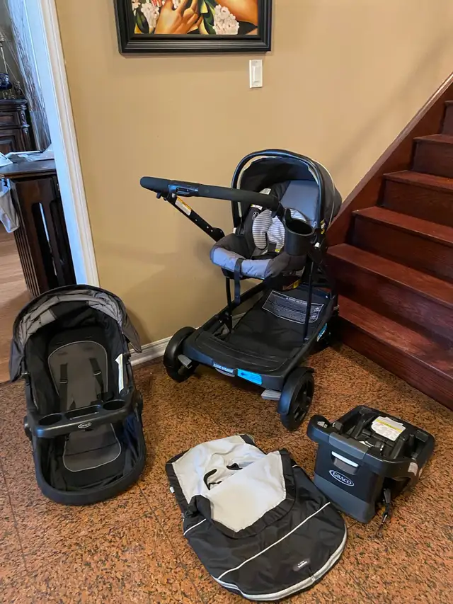 Graco stroller 5 in 1 with car seat , base  in Strollers, Carriers & Car Seats in Markham / York Region - Image 7