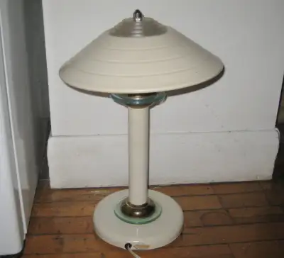 Vintage retro, 1970's or 80's, space age lamp. 17" tall and 12" wide shade. Comes with brand new blu...