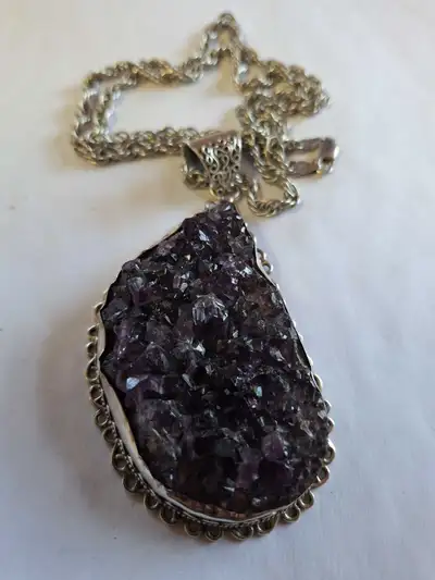 Sterling silver amethyst necklace, View more