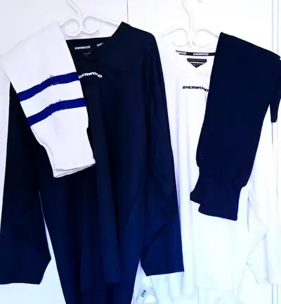 Hockey Jerseys and Socks (2 sets) - as new men's large, View more