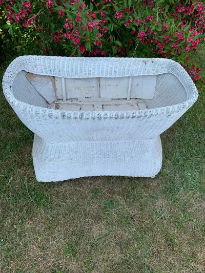 Antique wicker bassinet and carriage, View more