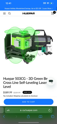 Huepar 503CG - 3D Green Be Cross Line Self-Leveling LaserLevel