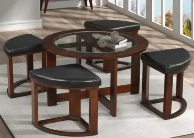 Glass Top Table with Stools, View more