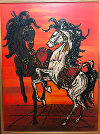 Beautiful MCM Painting - Carousel by Lee Burr