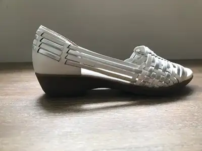 Leather, White/Silver Sandals, View more