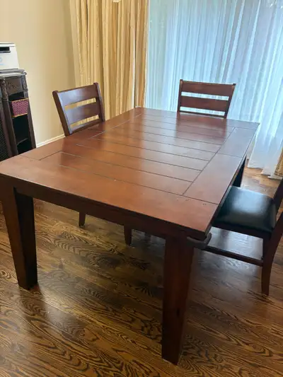 Solid Wood Extendable Dining Table with 4 Chairs, View more