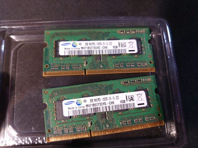 2GB DDR3 x2  RAMs for laptop  in System Components in St. Catharines