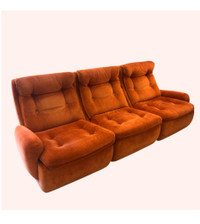 Vintage orange/rust color modular sofa 3 seater