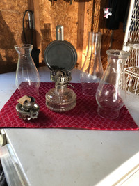 Antique oil lamp set