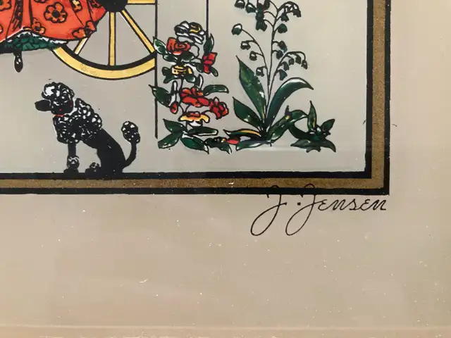 2 Foil Art Silhouettes Signed J Jensen Victorian  Dress in Arts & Collectibles in Edmonton - Image 5
