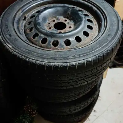 Asking 80. Pretty sure the bolt patter is 5 x 4.5 otherwise know as 5 x 114.3 3 of the tires are ok...