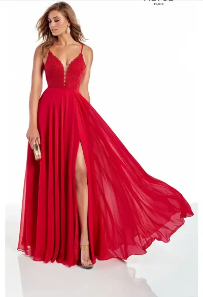 Prom formal dress chiffon red size 10, View more