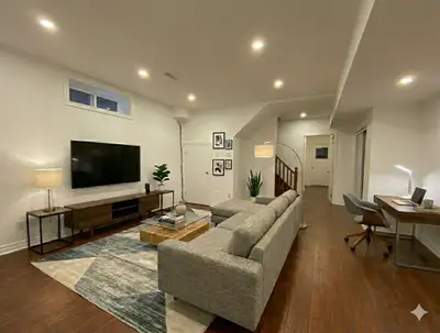 This is a legal 2 bedroom basement apartment with soaring 9 ft ceilings and 2 west facing bedrooms....