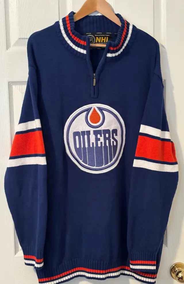 EDMONTON OILERS KNITTED ZIP NECK MENS VINTAGE SWEATER in Men's in St. Albert - Image 4