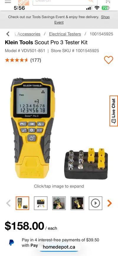 This Klein Tools Scout Pro 3 Tester Kit is in excellent condition, offering precision for testing vo...