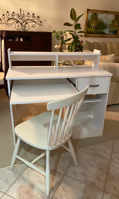 White desk and chair, View more