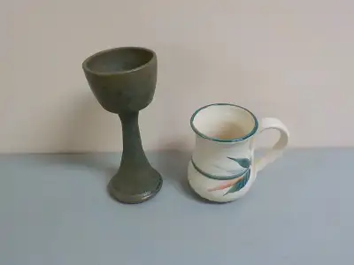 Artist Signed Pottery Mug And Goblet, View more