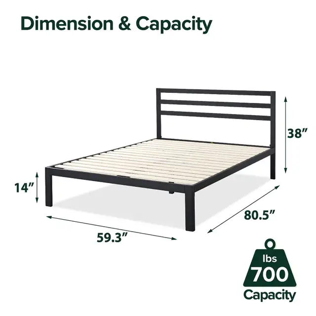 New Zinus King Bed Frame Metal with Headboard in Beds & Mattresses in Markham / York Region - Image 3
