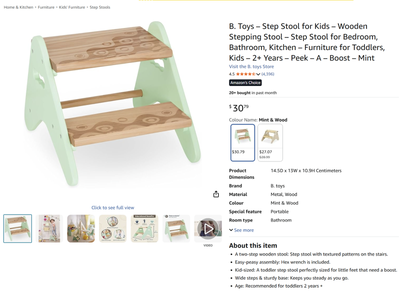 Step Stool for Kids – Wooden Stepping Stool, View more