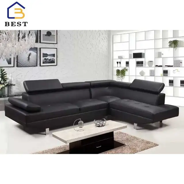 Leather Sectional with Adjustable Headrest and Chaise in Couches & Futons in Kingston - Image 5