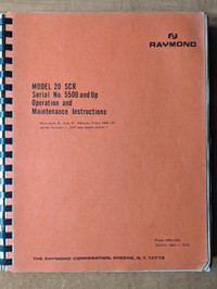 Raymond Fork Lift Truck  Shop Manual  Model 20 SCR