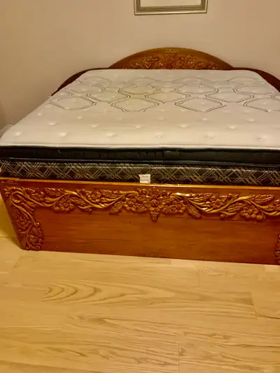 King Sealy Mattress & Wooden Bed Frame, View more