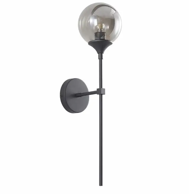 KCO Modern Light Smoke Grey Glass Globe Wall Sconce Black Matt in Indoor Lighting & Fans in City of Toronto - Image 2