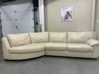 Genuine Cream Leather Sectional