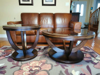 Glass top coffee table and matching end table