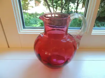 Antique Cranberry Jug - Burlington, View more